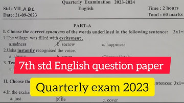 7th std quarterly exam English question paper 2023 #englishquestionpaper#2023