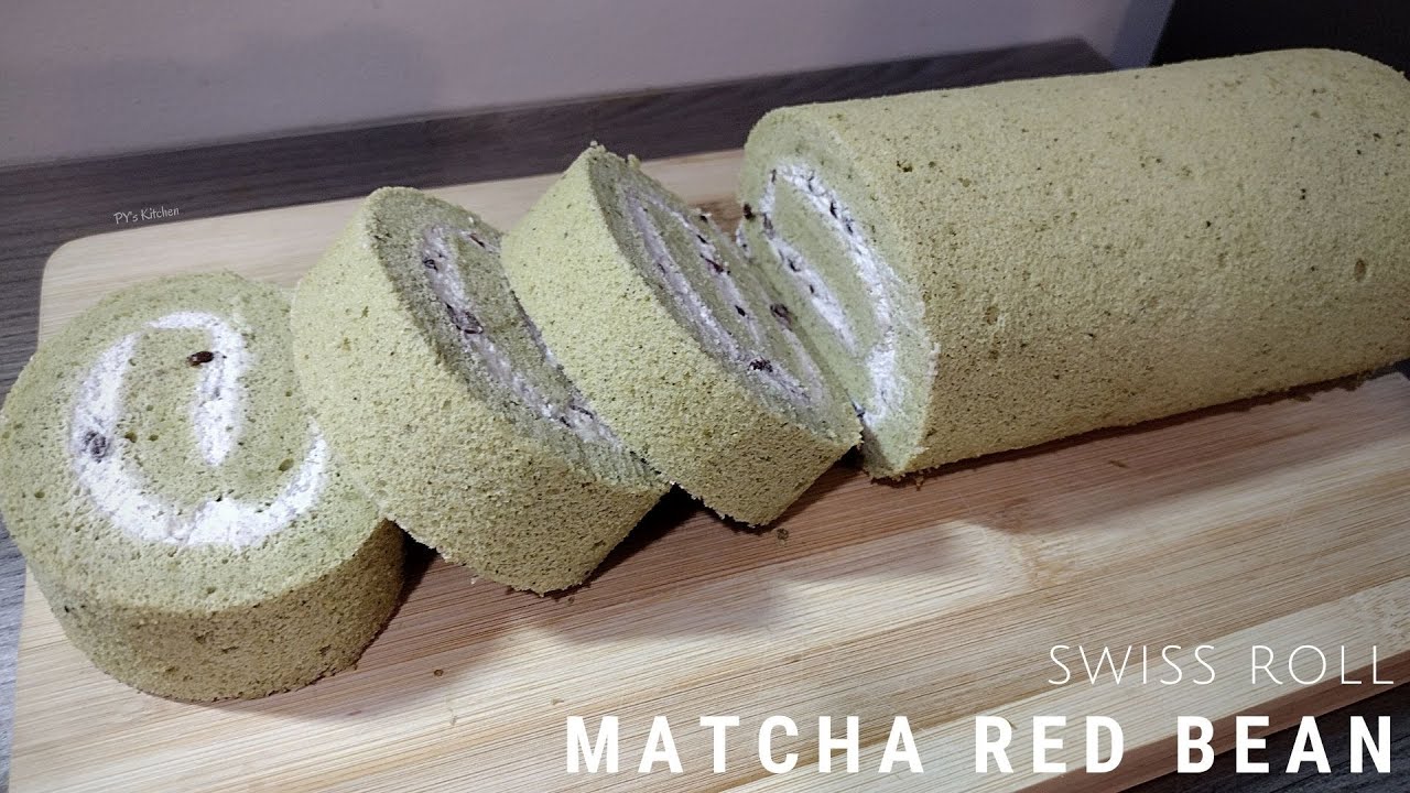 Bakery Style Swiss Roll Cake | Matcha Red Bean Swiss Roll