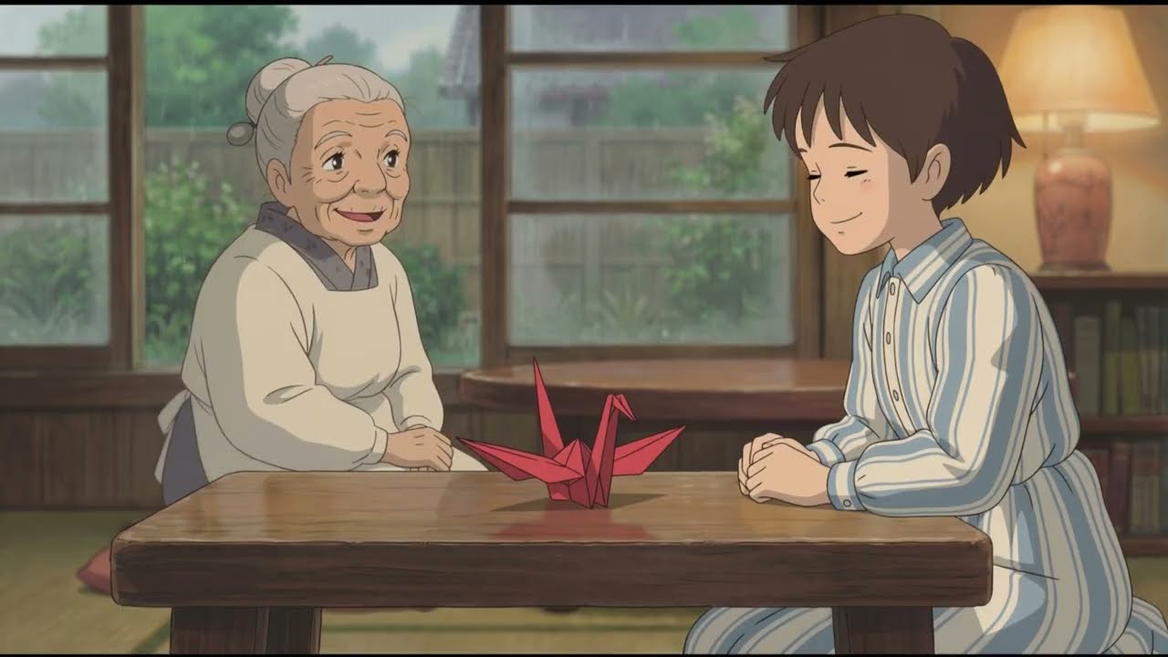 Quiet Rainy Day in Ghibli Village with My Grandma - Relaxing Ghibli Animation