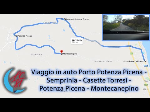 Viaggio in auto Porto Potenza Picena - Semprinia - Casette Torresi -  Potenza Picena - Montecanepino