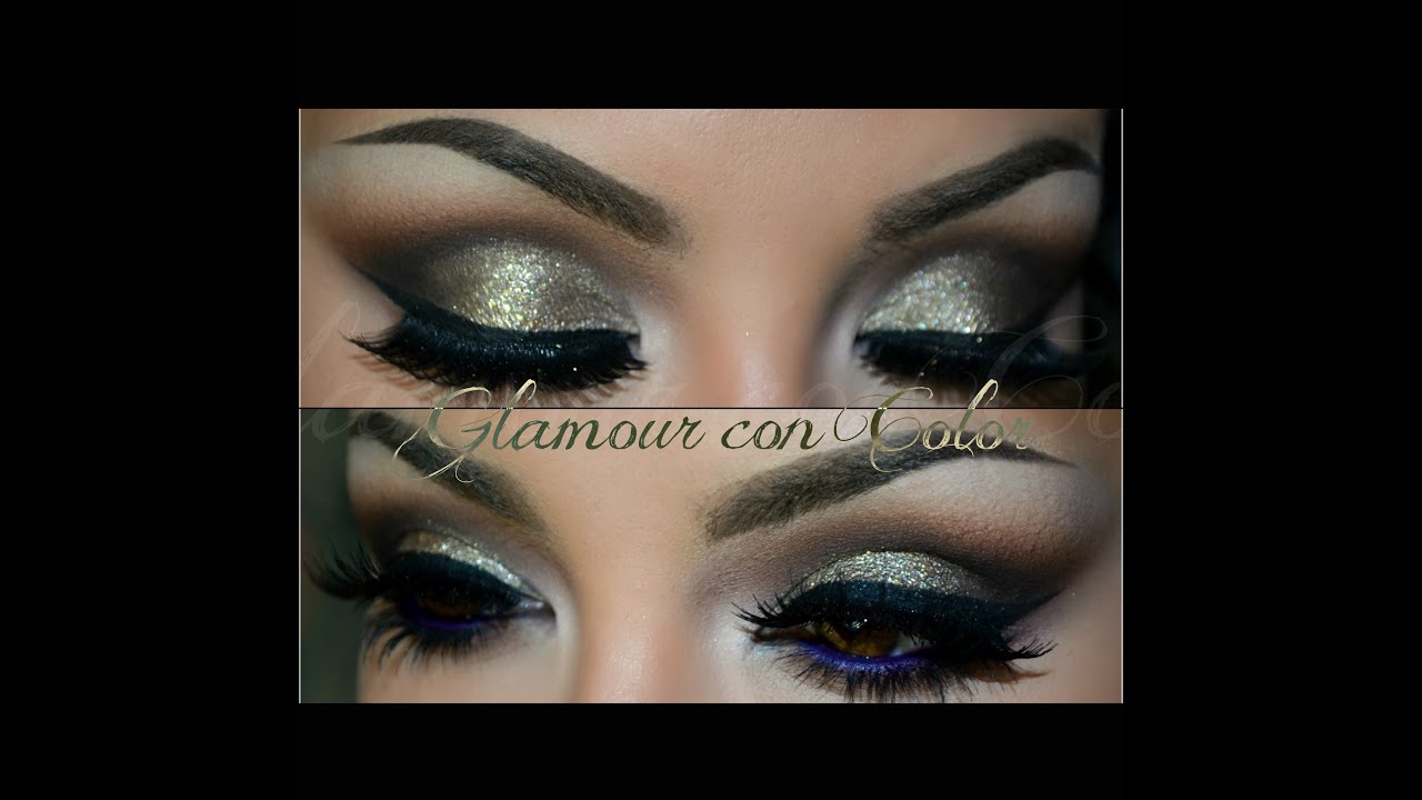 Dorado Glamour con azul / Dramatic look with POP of color