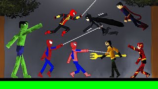 Spider-Man Team and Hulk vs DC Heros on Acid Sea in People Playground
