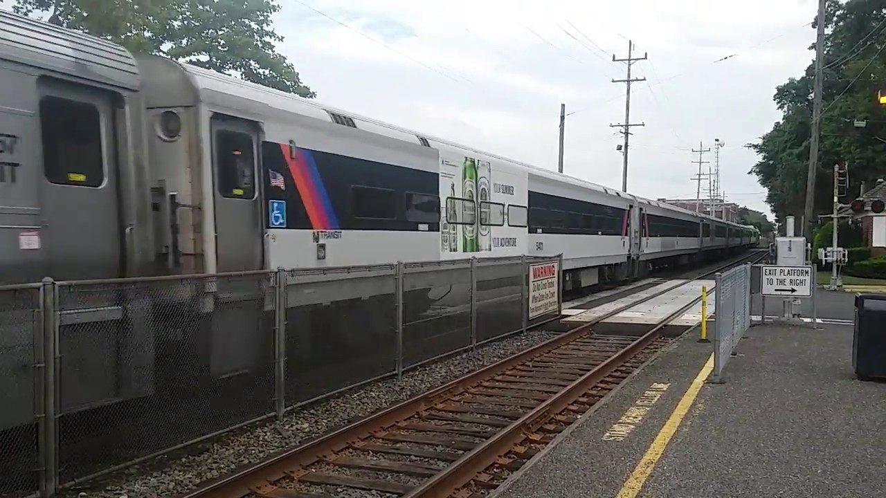 Two NJ Transit North Jersey Coast Line Trains At Allenhurst NJ For The two-nj-transit-north-jersey-coast-line-trains-at-allenhurst-nj-for-the