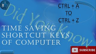 CTRL + (A-Z) SHORTCUT KEYS OF COMPUTER SYSTEM