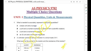 Physical quantities & Units; AS PHYSICS 9702 [MULTIPLE CHOICE QUESTIONS] #Part 1