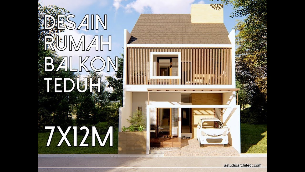 Remake Desain Rumah Balkon Teduh 7x12m2 Dengan 3 Kamar Kode 137