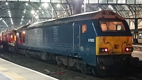 Class 67 Thunderbird hauls class 91 Electra + Mk4 coaches