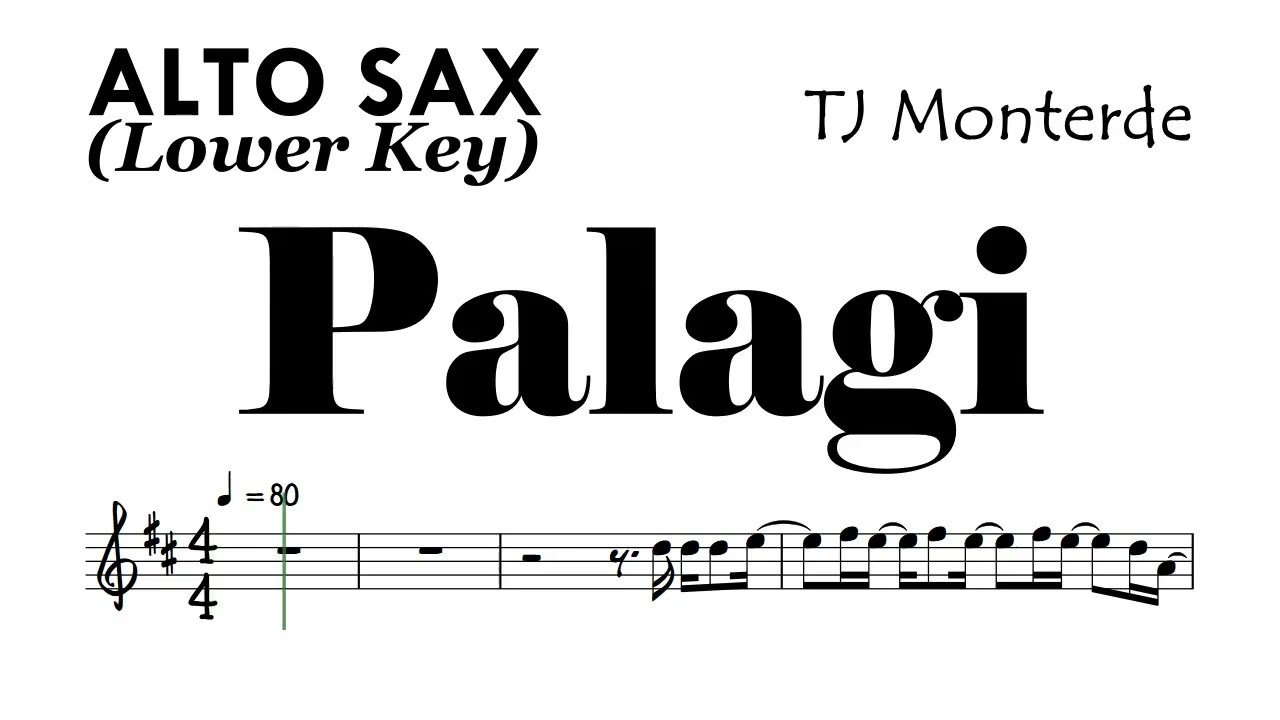 PALAGI Alto Sax Lower Key Sheet Music Backing Track Partitura TJ Monterde