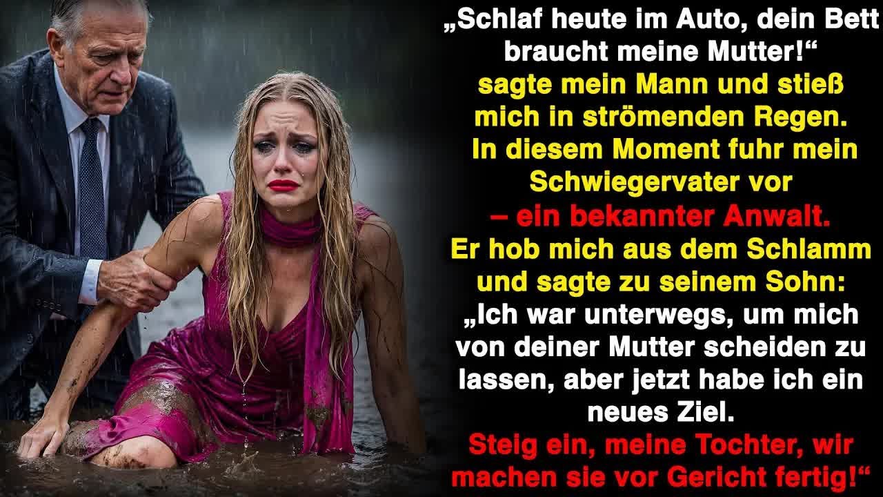 „Du schläfst heute Nacht im Auto. Mein Bett braucht meine Mutter." Mit diesen Worten stieß mich mein eigener Mann im strömenden Regen in den Dreck und sperrte mich aus unserem Haus. Ich stand...