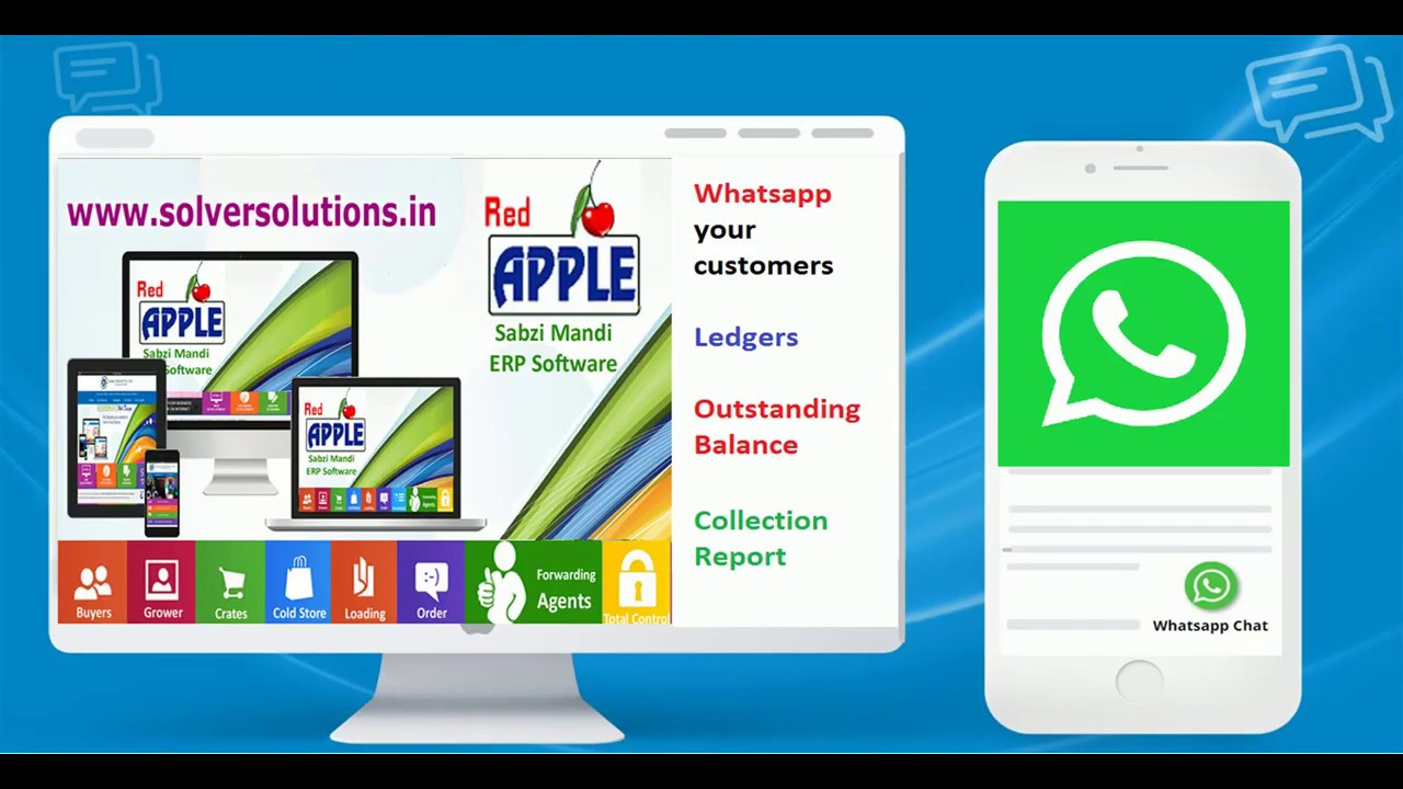 Red Apple 10 Sabzi Mandi ERP : Now Whatsapp Ledgers, Outstanding and Collection Report
