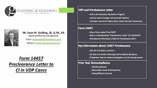The Preclearance Form 14457 OVDP & VDP to IRS CI Explained (Golding & Golding, Board-Certified)