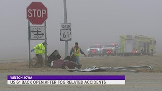 US 61 reopens following multiple fog-related crashes Wednesday morning
