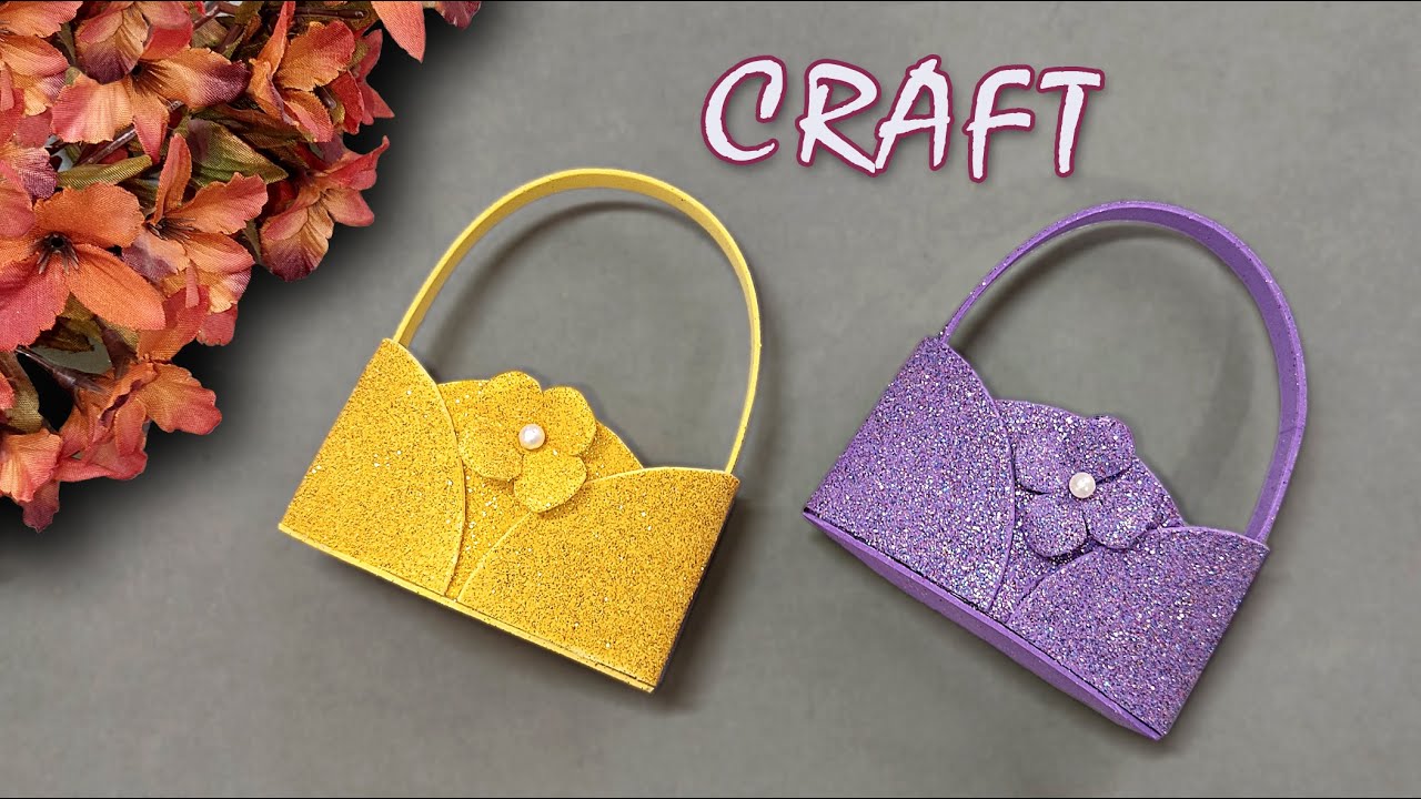 Easy and beautiful foam craft, How to make a small bag with glitter
