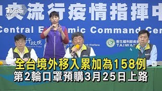 【TVBS新聞精華】20200323　全台境外移入累加為158例　第2輪口罩預購3月25日上路