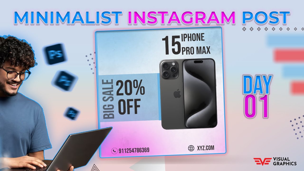 Minimalist Instagram Post Design | Day 1 of 30 Days of Photoshop Design Challenge !