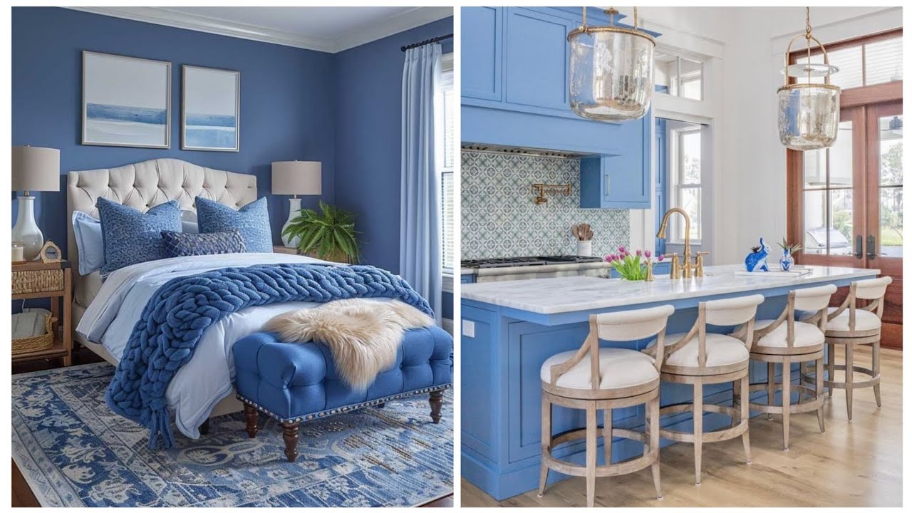 INSPIRAÇÕES DE CASAS COM DECORAÇÃO AZUL 💙 60 Ambientes Sofisticados e Relaxantes