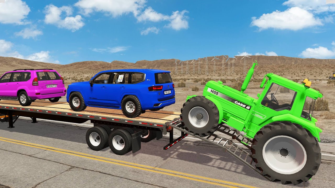Flatbed Truck Mcqueen | Transportation with Truck - Pothole vs Car #3 - BeamNG.Drive