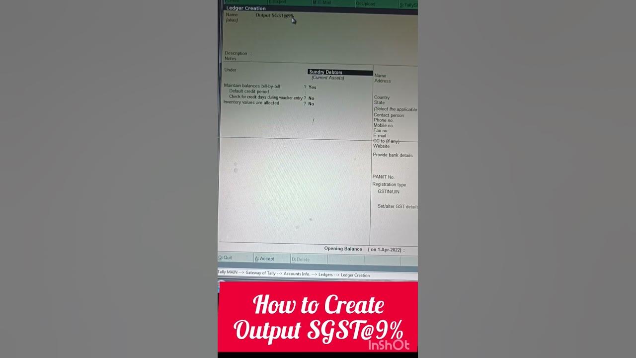 How To Create Output SGST 9 In Tally Shortcut Of Tally tally how-to-create-output-sgst-9-in-tally-shortcut-of-tally-tally