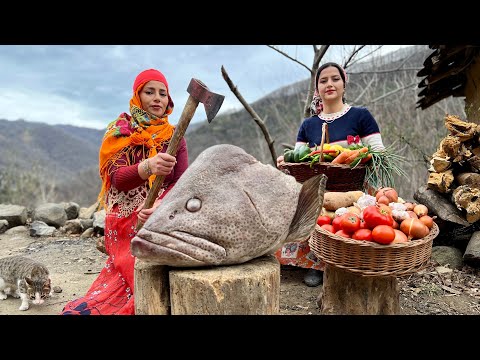 Big Fish Head Soup Recipe and Baking Tandoori Fresh Bread in Village