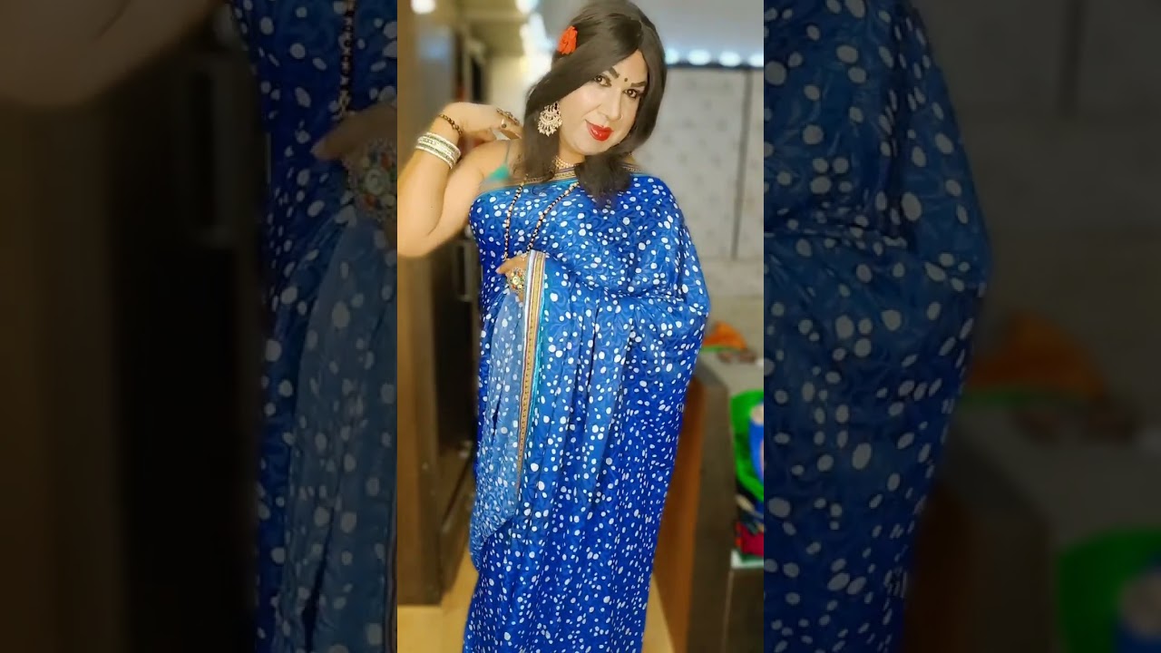 Cross dresser Priya Shah in multiple Sarees. count my saree and write in comments box.