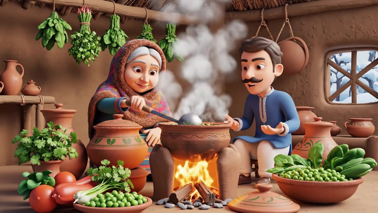 Thand Ma Hari Bhari Sabziyon Wali Rasoi | Kitchen With Green Vegetables In Winter | Cartoon Video
