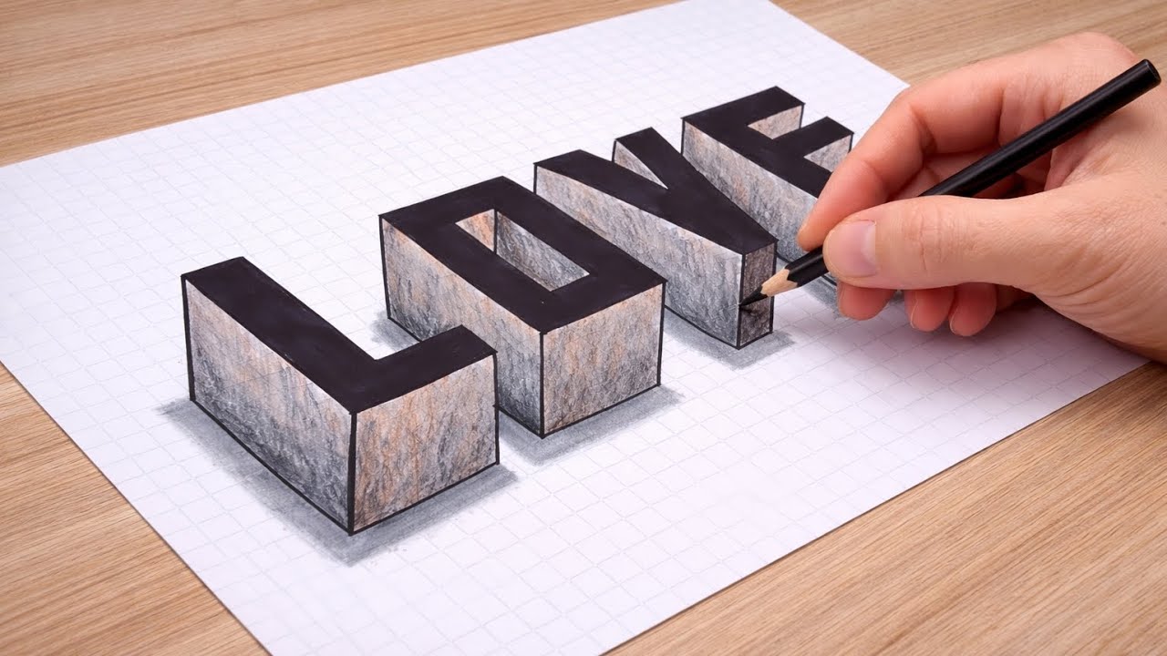How to Draw a 3D LOVE | Optical Illusion Drawing