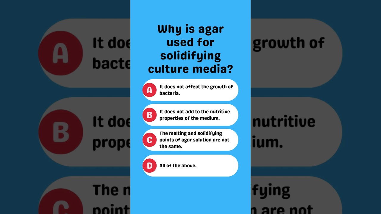 Why is agar used for solidifying culture media?