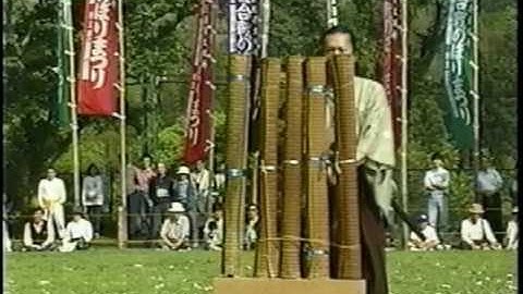 Samurai Sword Katana Demonstration in sacred battlefield of Ho...
