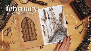 February 2022 Bullet Journal Plan With Me | Dark Academia BuJo Setup