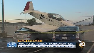 Wind tossed planes at Montgomery Field