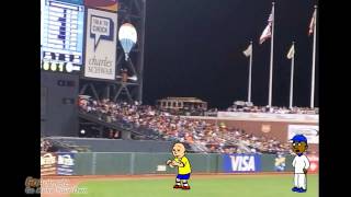Caillou Runs On A Baseball Field And Gets Grounded