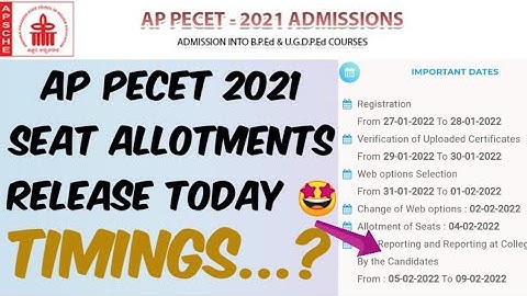 AP PECET 2021 Seat Allotments Release Today 🤩//Timings..?