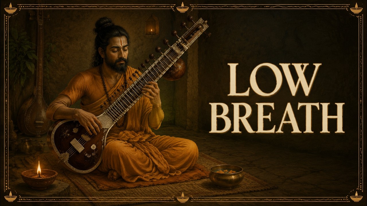 (No Ads) Low Breath, Warm Drone | Vagus Nerve Calm Sitar | 1 Hour