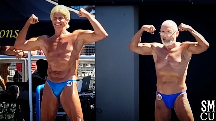 Senior Citizens Pose at Muscle Beach