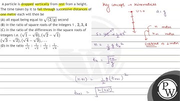 A particle is dropped vertically from rest from a height. The time taken by it to fall through s...