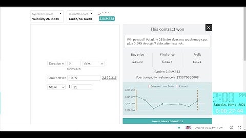 Binary option TOUCH/NO TOUCH 1 tick best strategy | Volatility 25 index cr trading