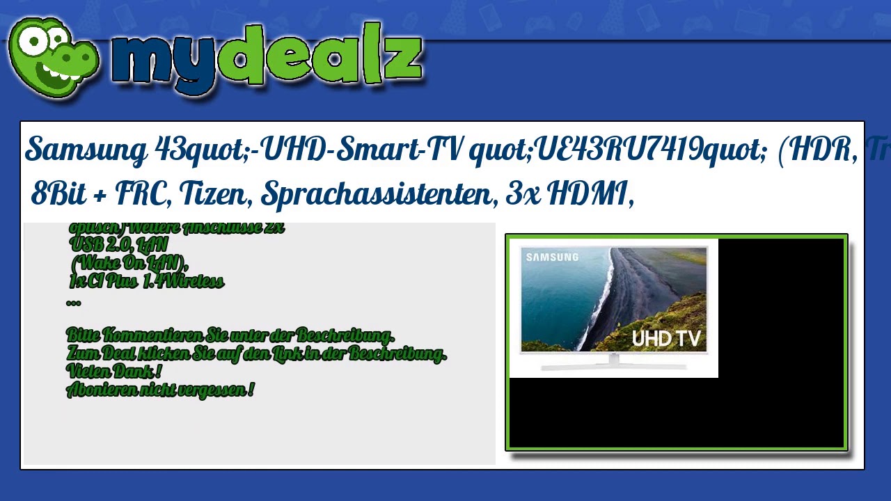 16% SPAREN - Samsung 43"-UHD-Smart-TV "UE43RU7419" (HDR, Triple Tuner