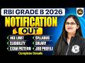 RBI Grade B 2026 Notification | RBI Grade B Salary, Syllabus, Eligibility, Pattern | Full Details