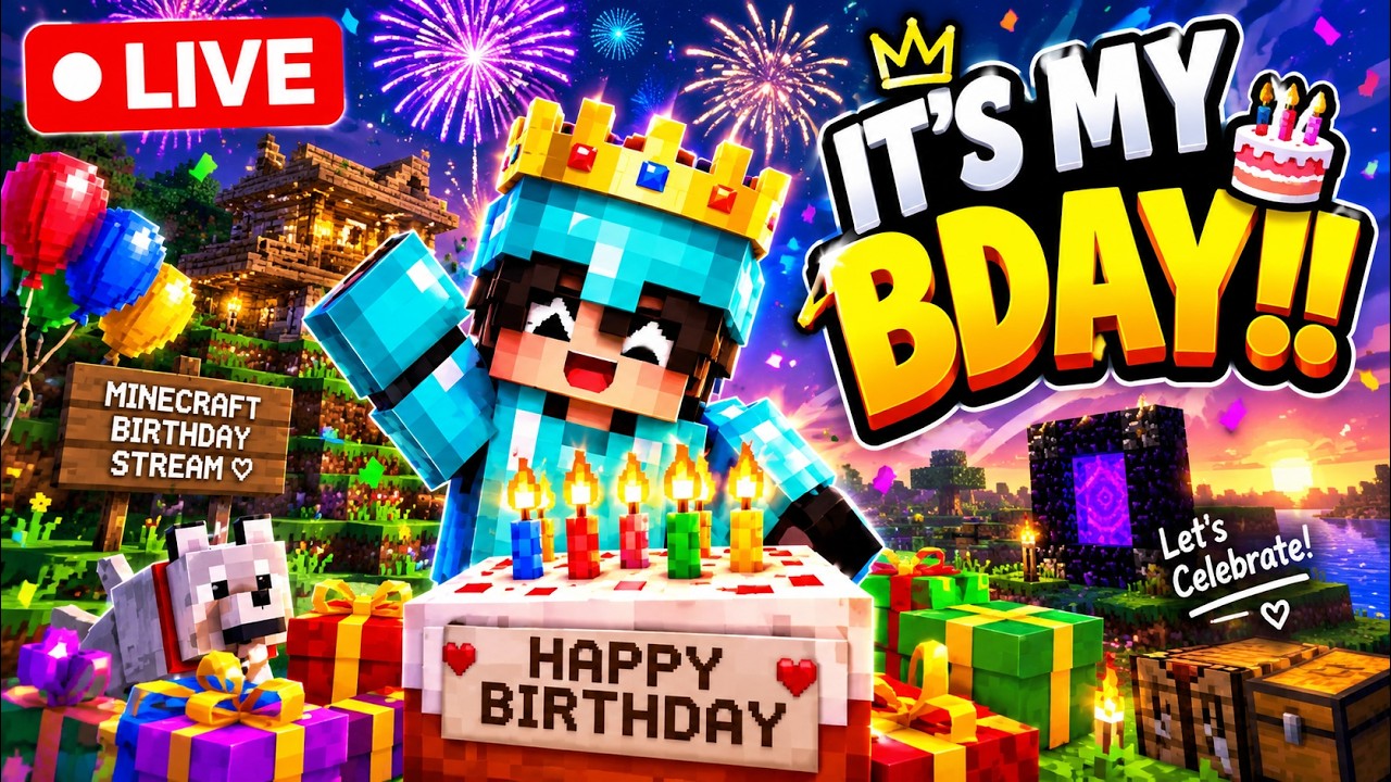 🎂🔴 IT'S MY BIRTHDAY!! 🎉 Minecraft LIVE | Birthday Special!! - YouTube