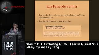 #HITB2019AMS D1T1 - SeasCoASA: Exploiting A Small Leak In A Great Ship - Kaiyi Xu and Lily Tang Profile