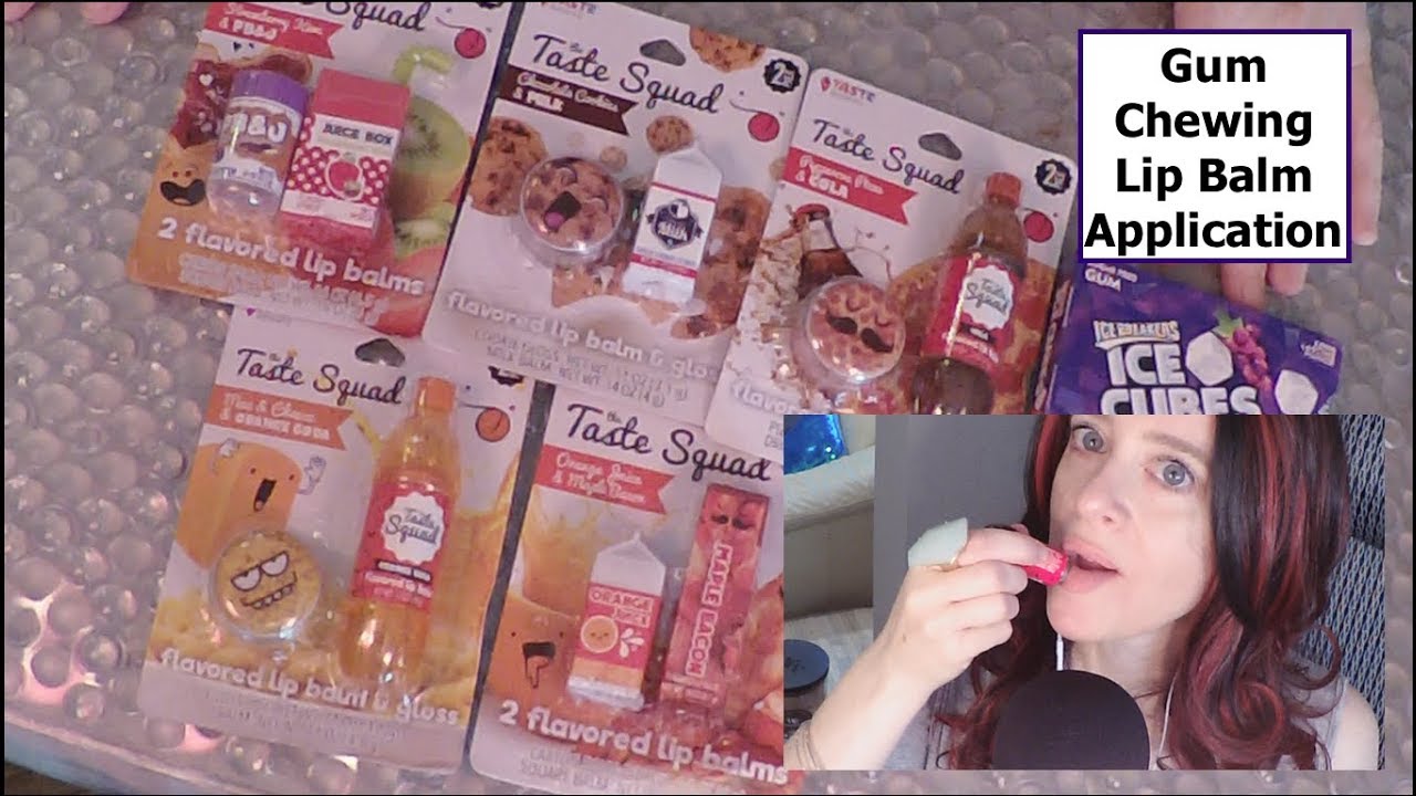 [ASMR] Gum Chewing| Lip Balm Haul| Lip Balm Application| Whispered