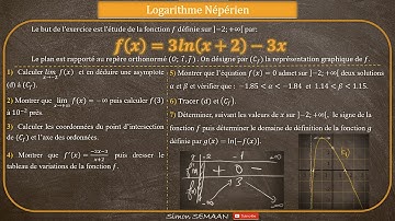 SUJET DE TYPE BAC 3 - Fonction Logarithme Népérien - Exercice corrigé