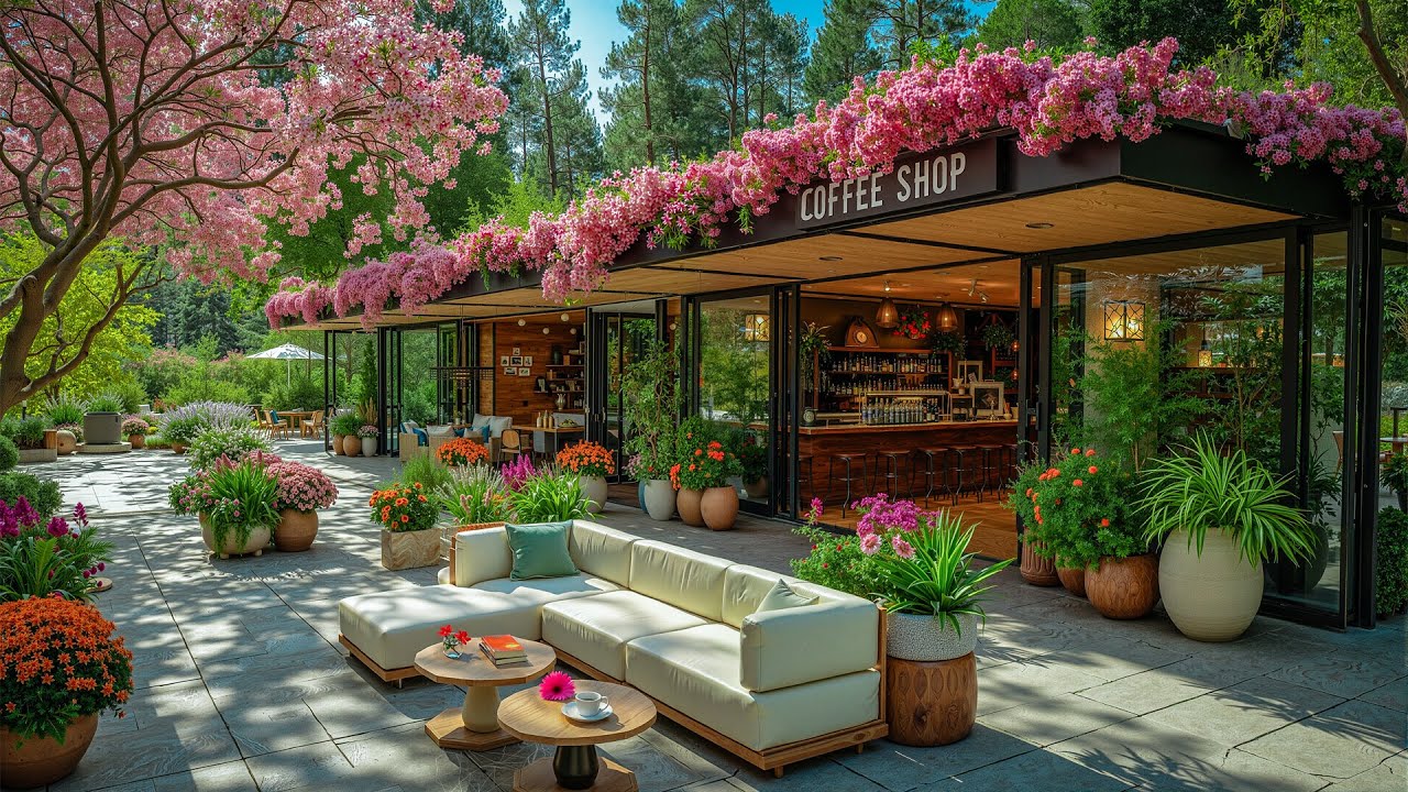 Soft Morning Outdoor Coffee Jazz by the Forest in Nature 🍃 Spring Jazz  for Calm Focus & Relax