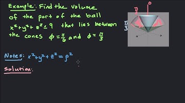 Triple Integral in Spherical Coordinates to find Volume :: Under Sphere Between Two Cones.