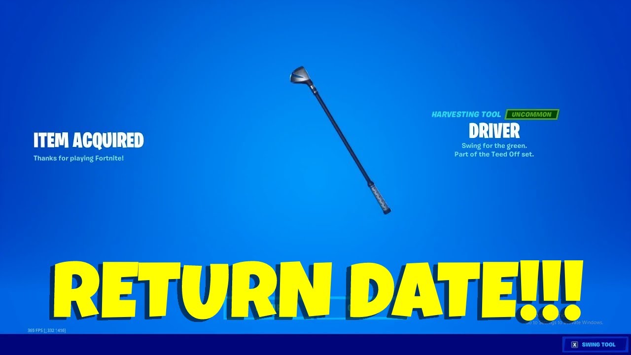 Driver Pickaxe Return DATE in Fortnite Item Shop Driver Coming Back