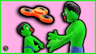 Baby hulk vs Bad hulk learns spinner Superhero Pranks Play Doh Cartoons Stop Motion kids movies W.E