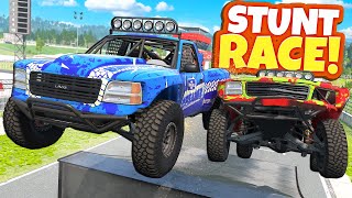 Trophy Truck JUMP RACE Ends in BIG CRASHES in BeamNG Drive Mods!