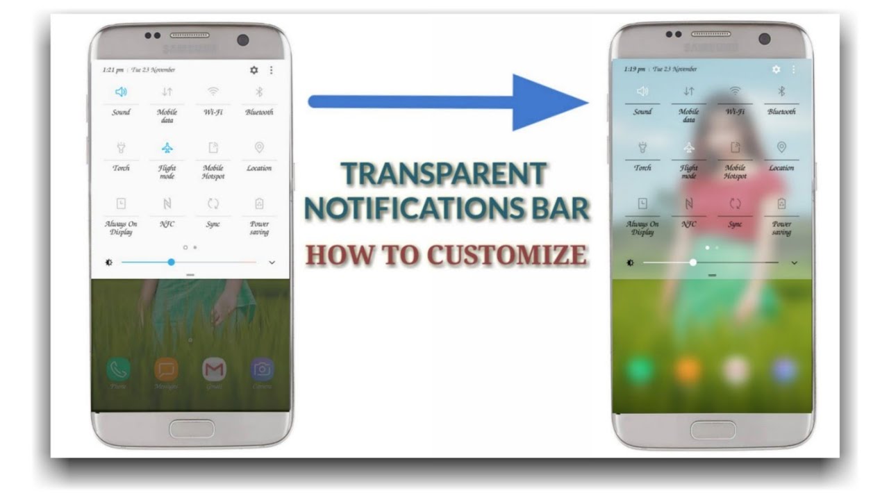 How to customize notification panel bar | Transparent mobile ...