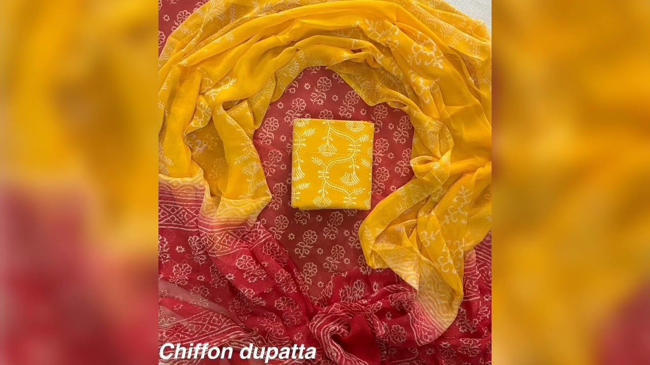Pure cotton suits shiffon dupatta & cotton dupatta By Sunheri fashion (9466749657