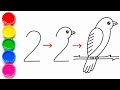 Turn Number 2 into a Beautiful Bird | Easy Drawing Tutorial ✏️